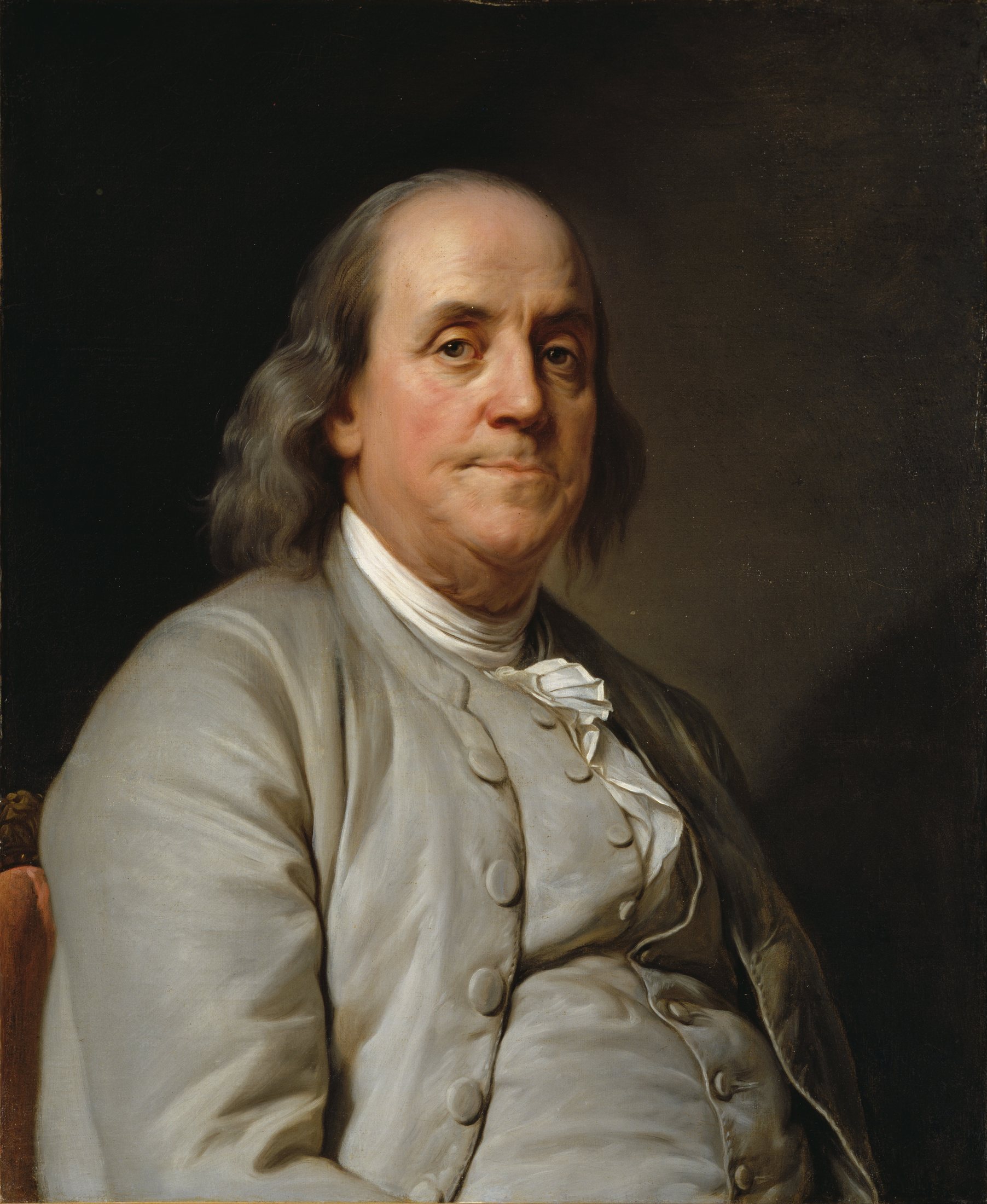 A painting of Benjamin Franklin, who helped write the important letter about freedom