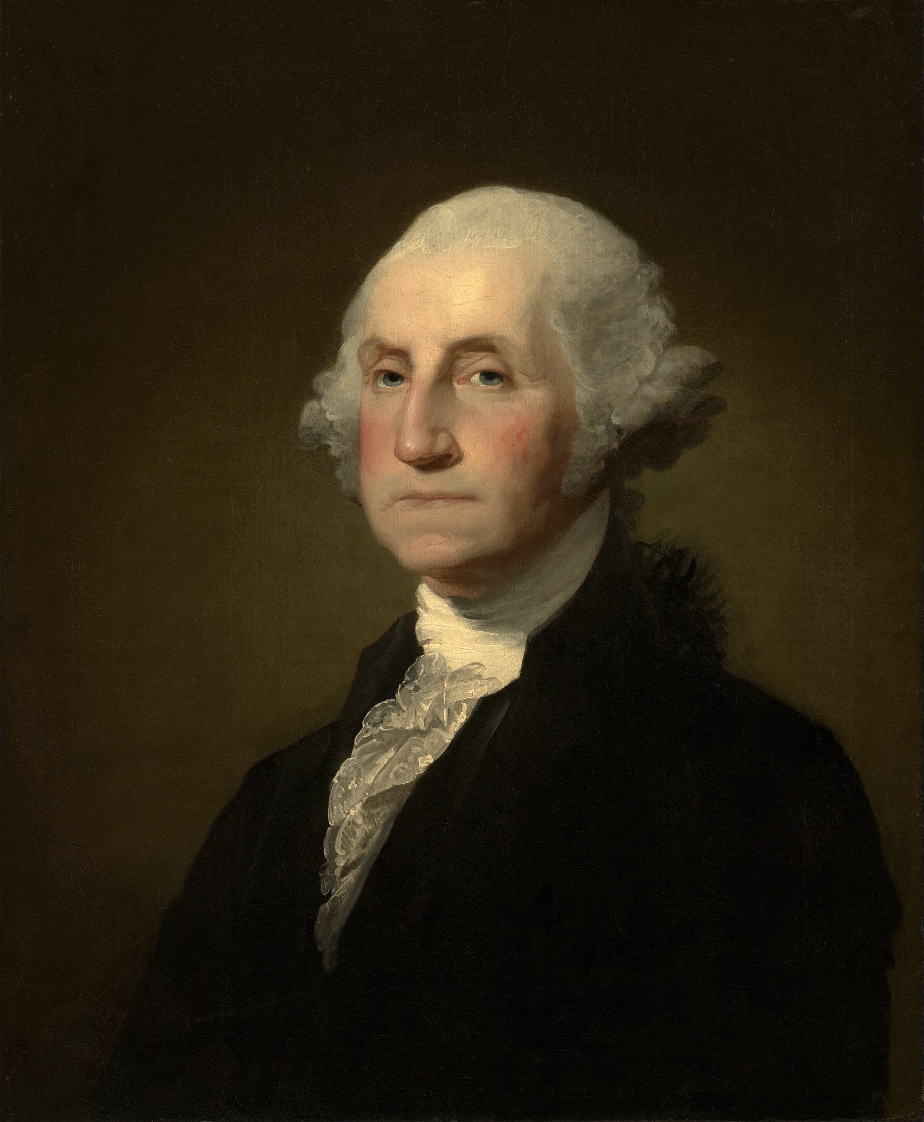 A painting of George Washington, who led the army and became the first president