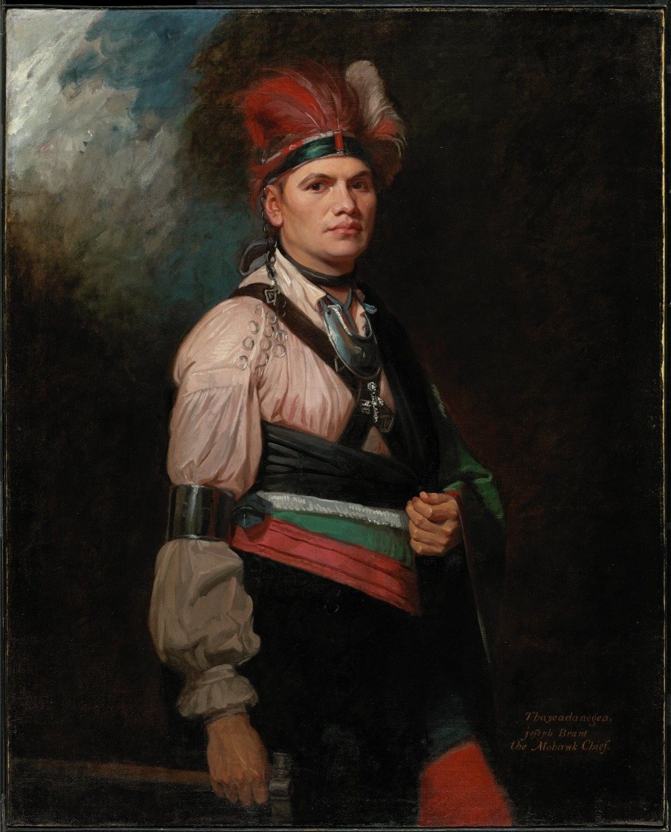 A painting of Joseph Brant, a Mohawk leader during the time of the war