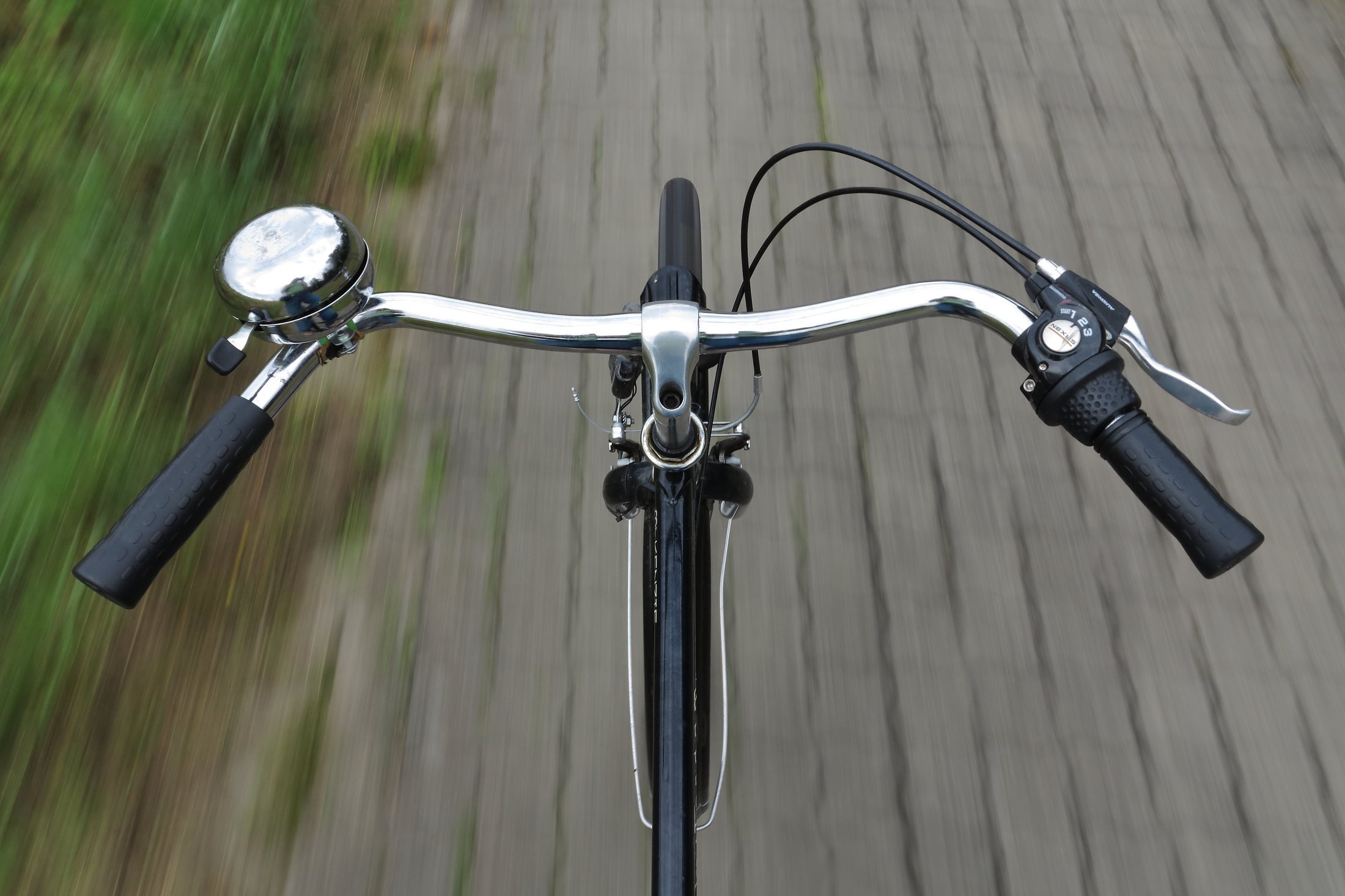 Bicycle handlebars used to steer the front wheel.
