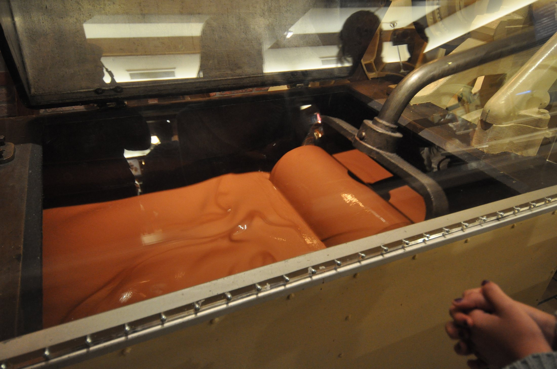 A chocolate conching machine used to smooth chocolate